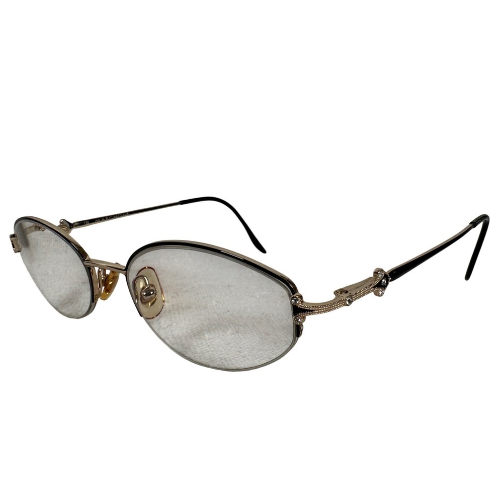 Marchon Tres Jolie 107 Black Golden Oval Eyeglasses Rhinestone Frames 53-18-135